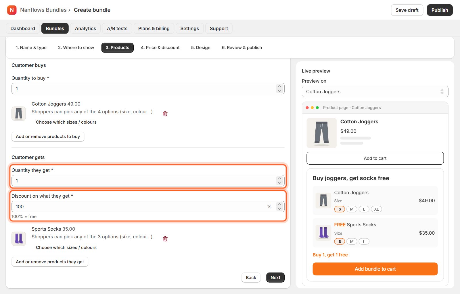 Products: what they get, and the discount