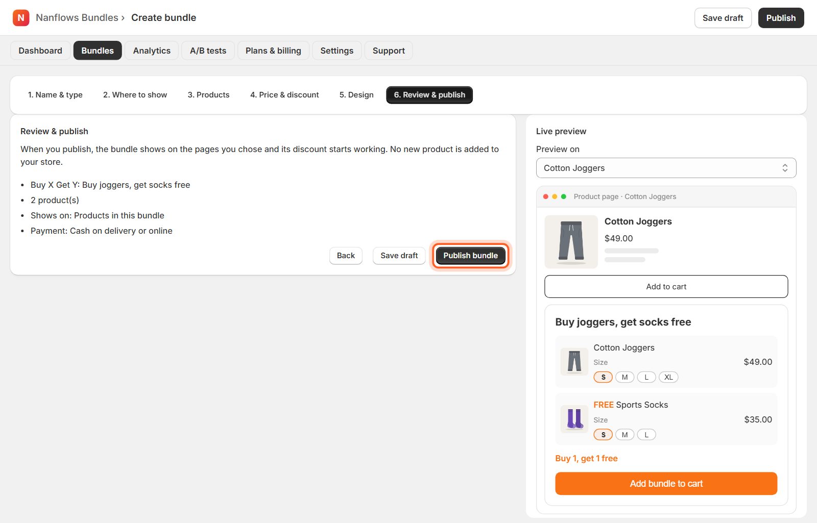 Click Publish bundle
