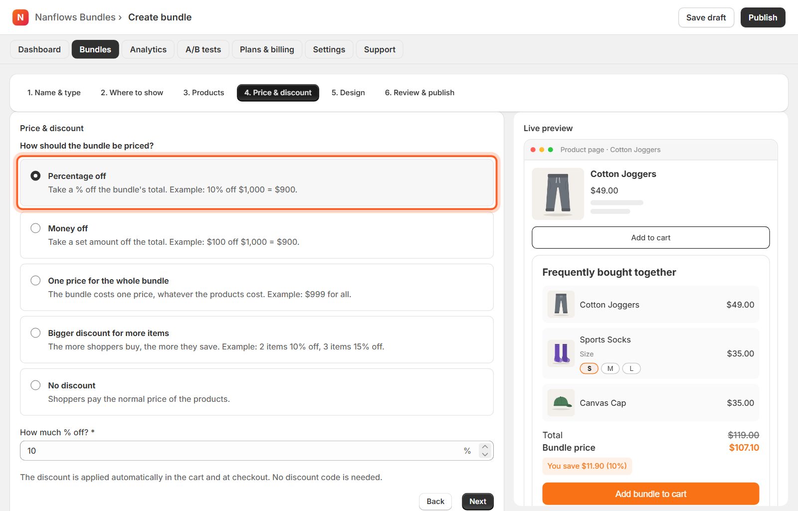 Price & discount: the discount for buying together
