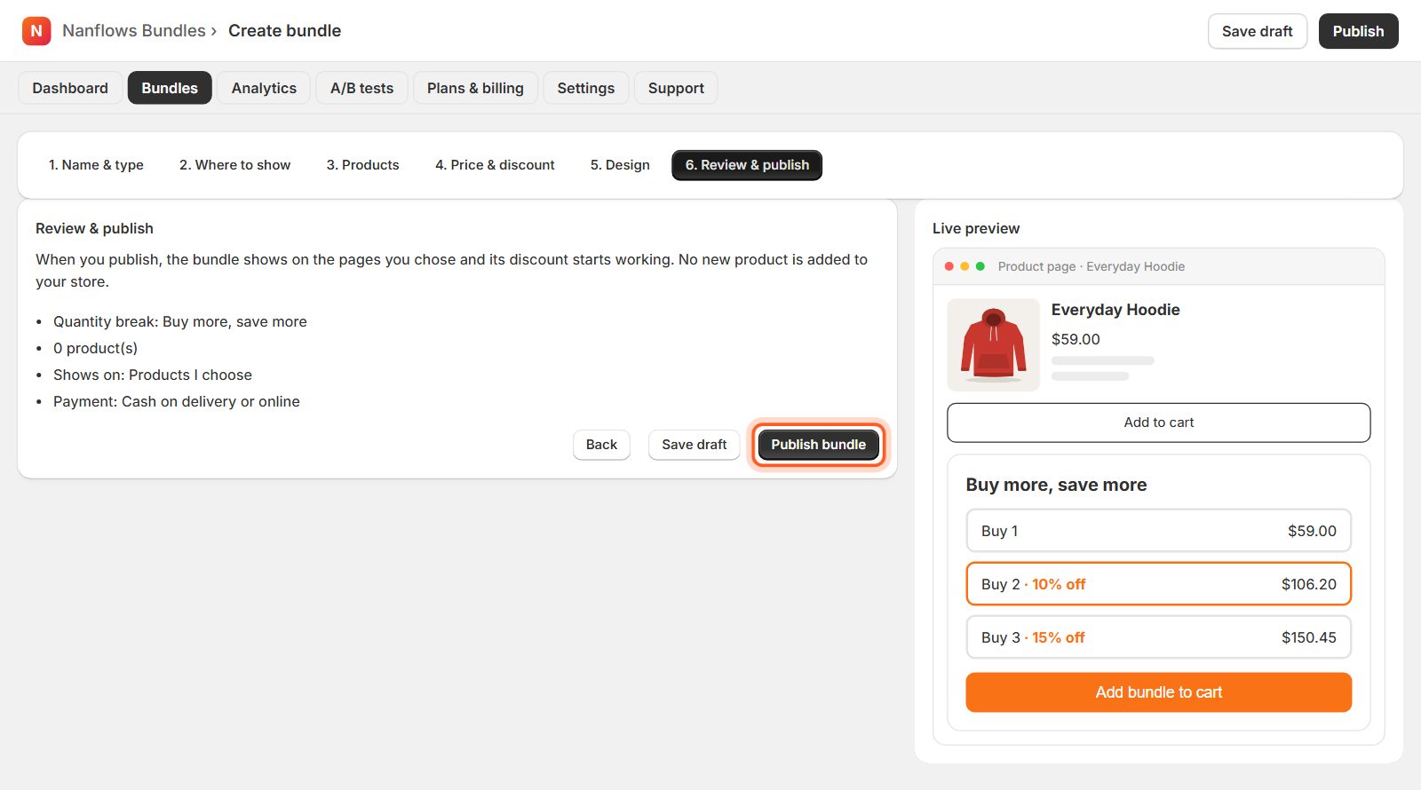 Click Publish bundle