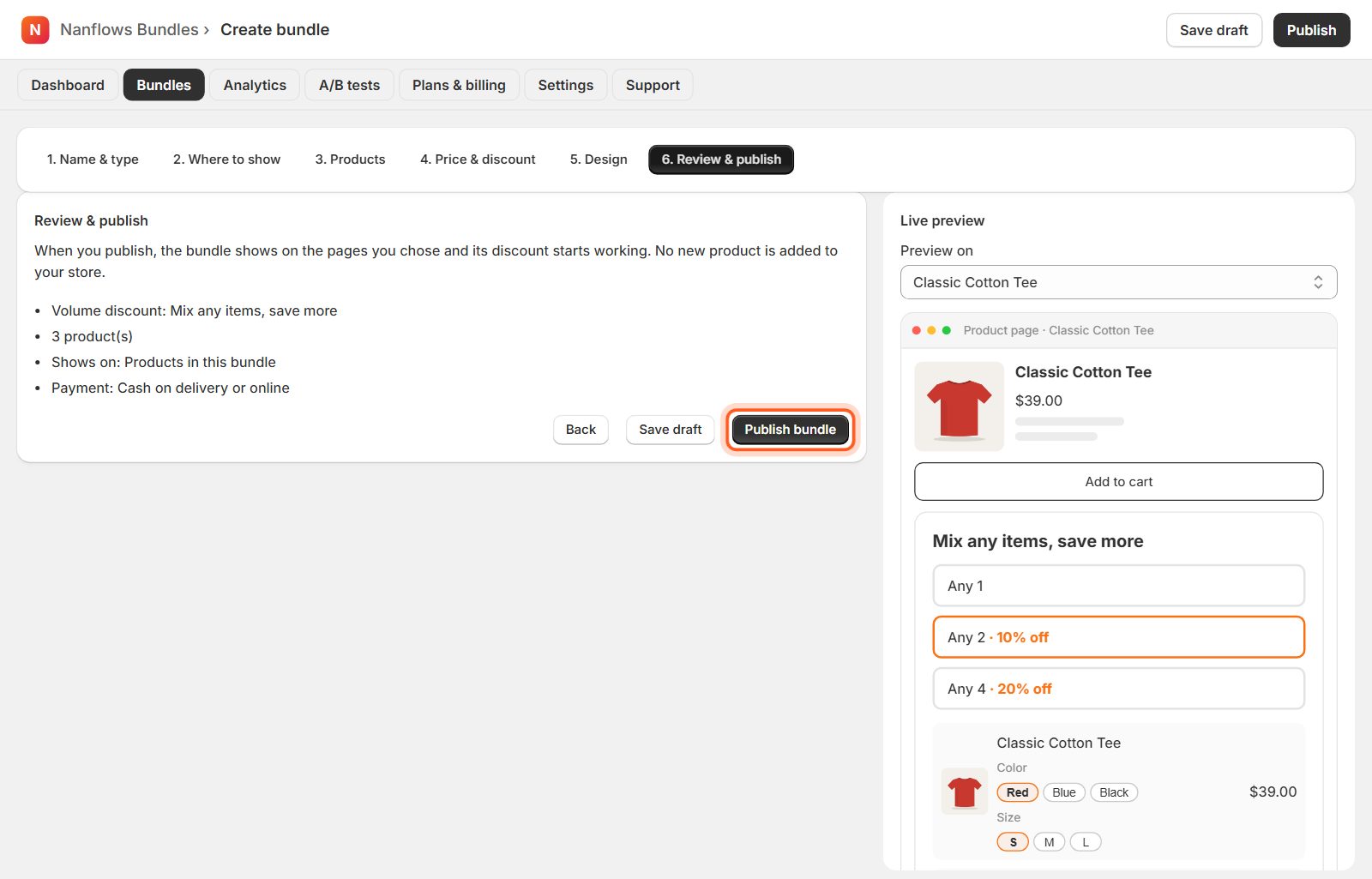Click Publish bundle