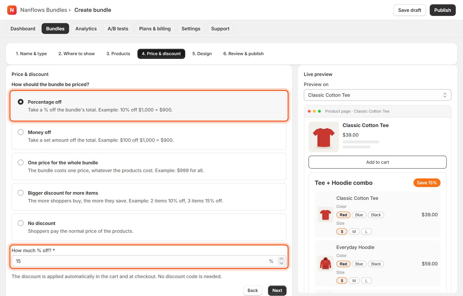 Price & discount: choose how it's priced