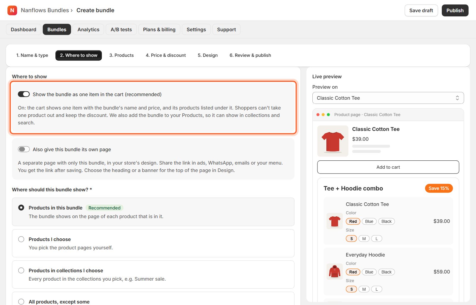 Keep the bundle as one item in the cart (recommended)