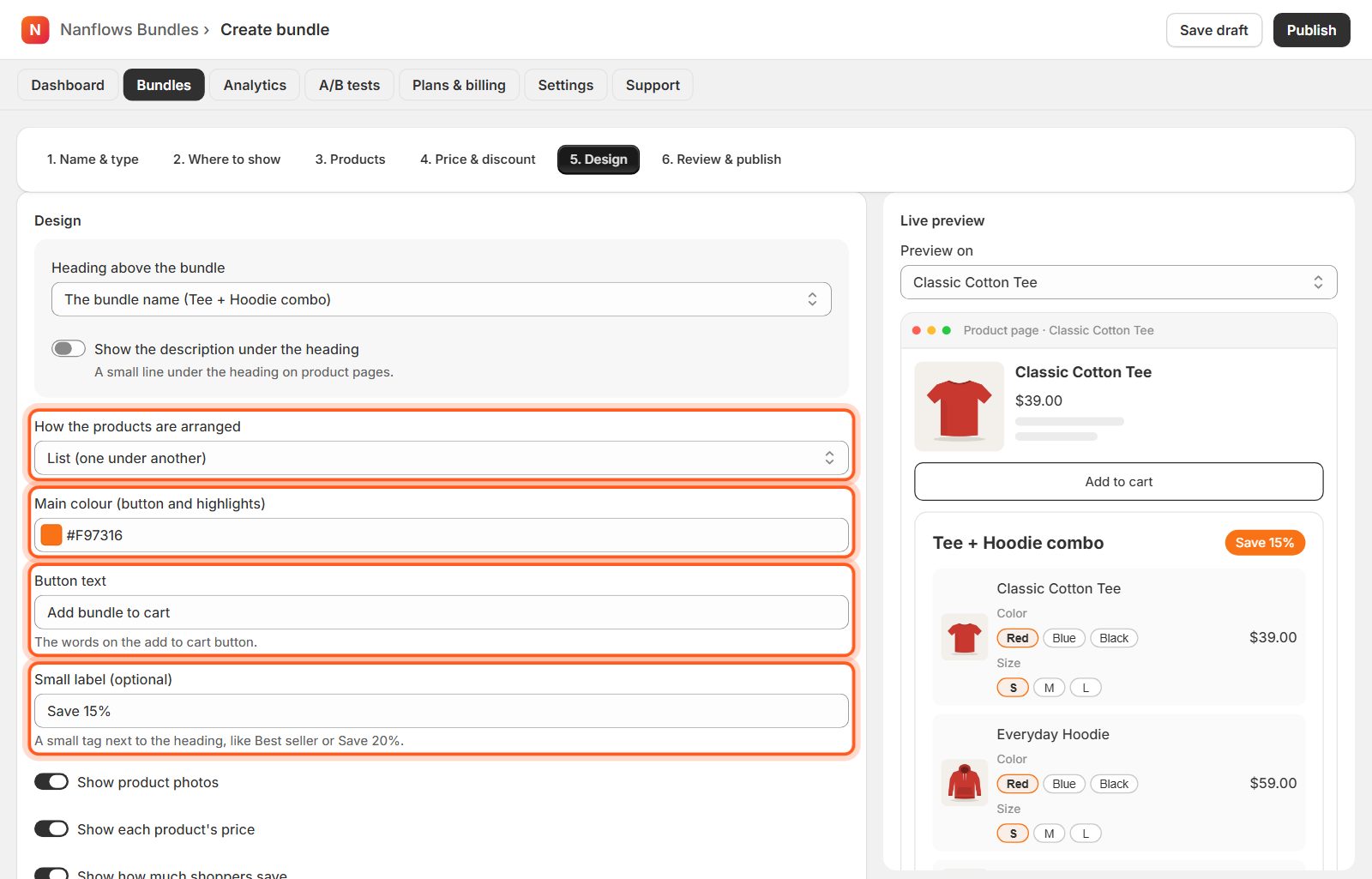 Layout, colour, button and label