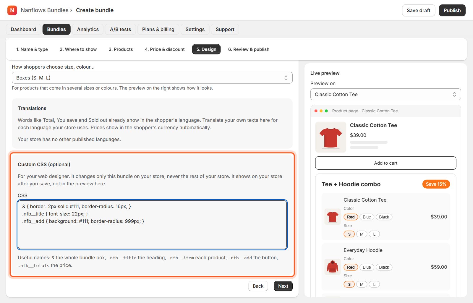 Custom CSS (for your web designer)