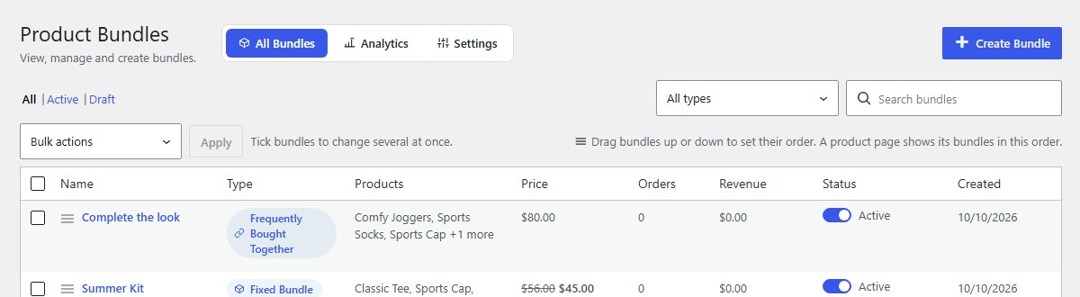 Click Bundles, then Create Bundle