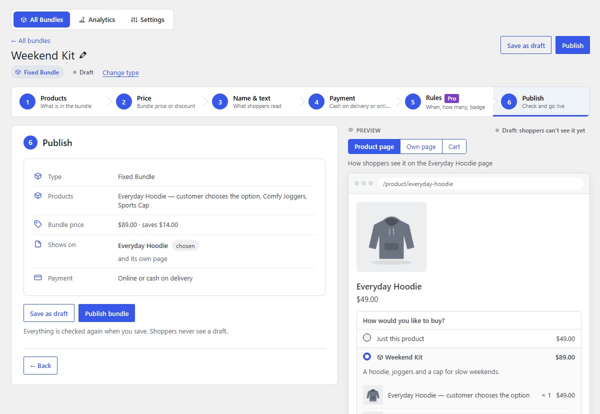 Publish: check and go live