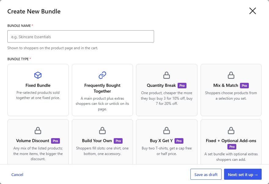 The Create New Bundle popup