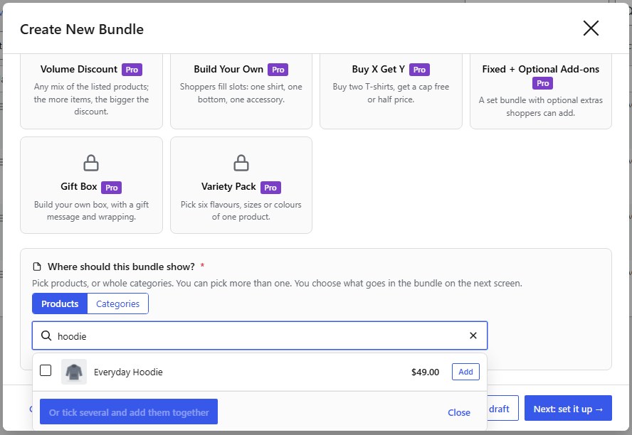 Choose where the bundle shows