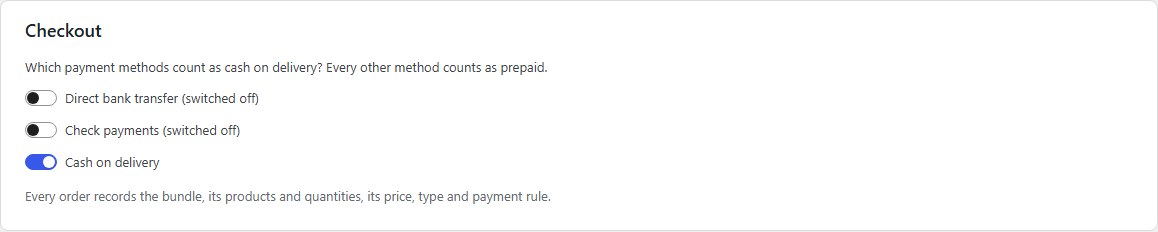 Tell the plugin which methods are cash on delivery