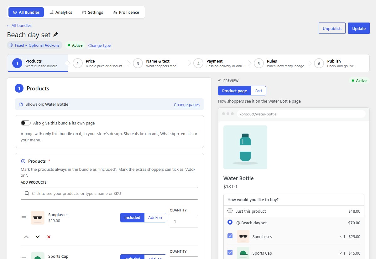 Products: add the products