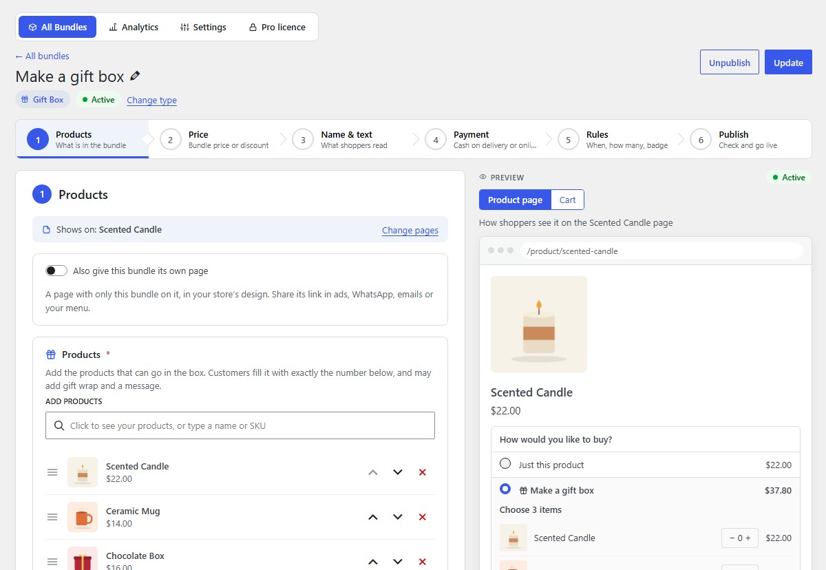 Products: add the products