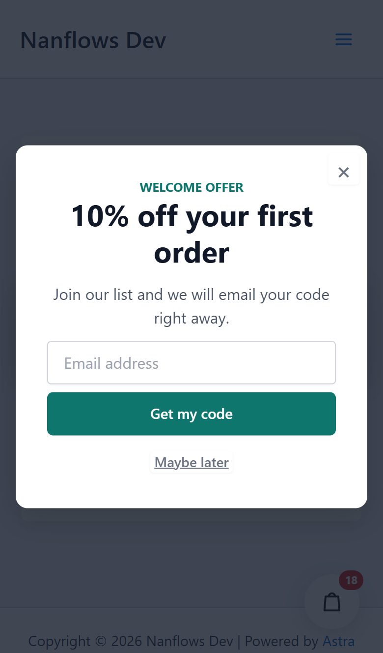 Popup builder on a phone